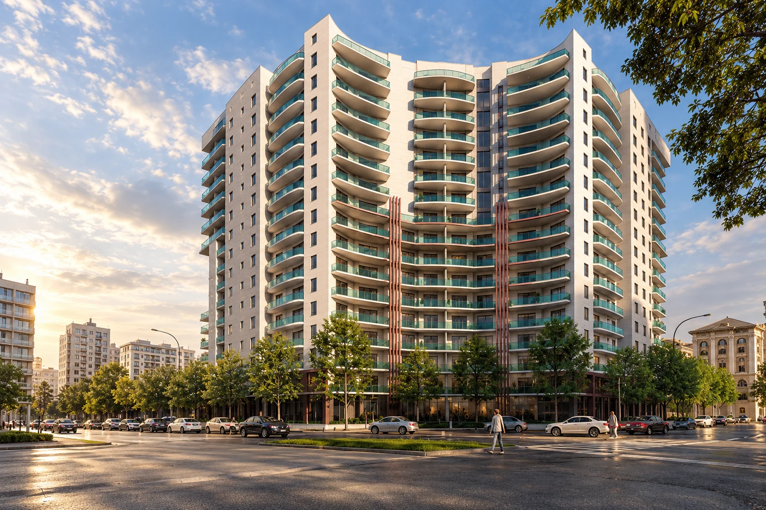 Horizon Towers, perspective architecturale d’un ensemble résidentiel aux balcons courbes
